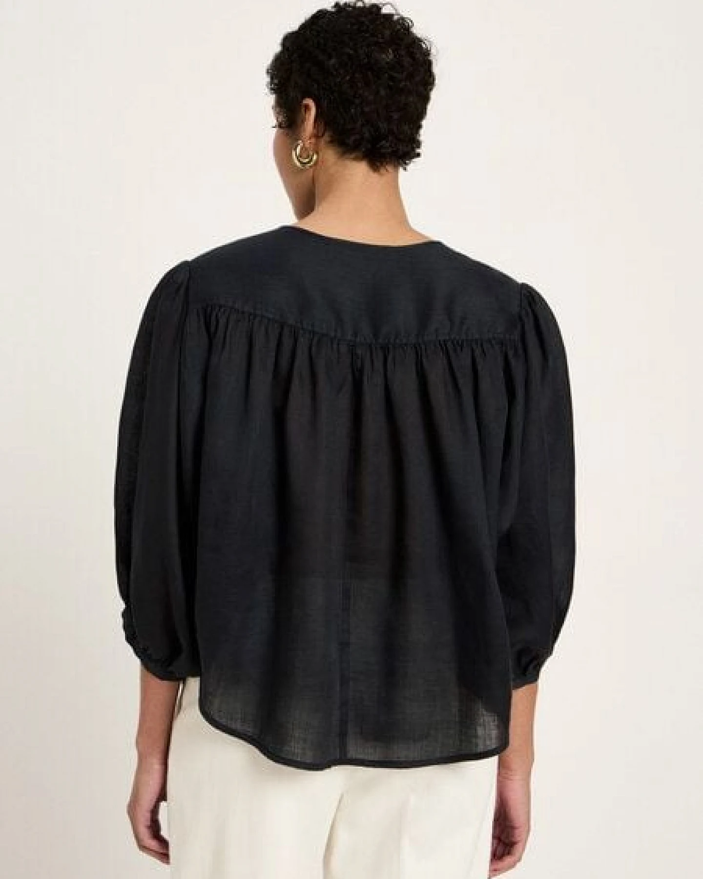 LANIUS Bluse mit Kräuseln aus Ramie – Ansicht 3