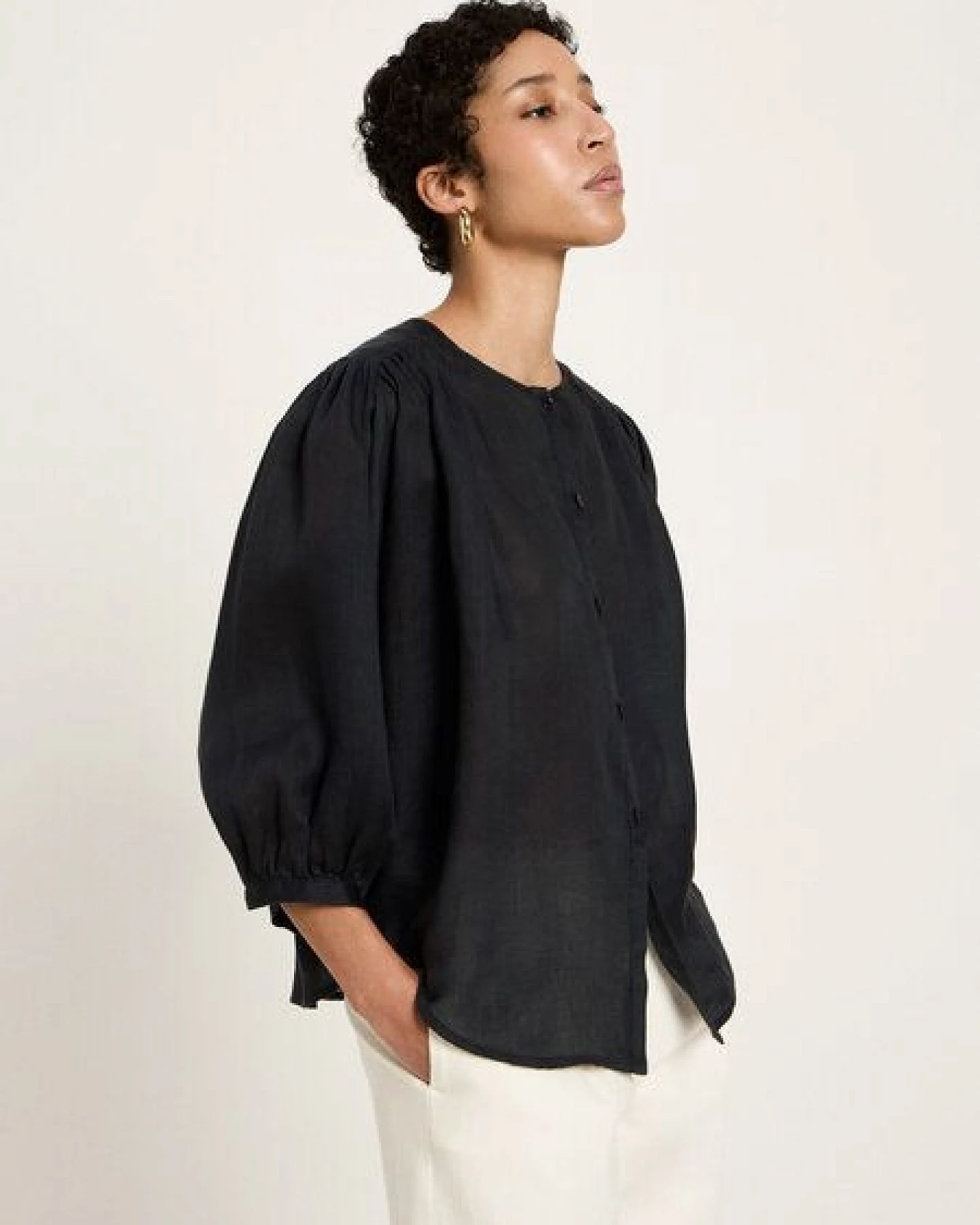 LANIUS Bluse mit Kräuseln aus Ramie – Ansicht 2