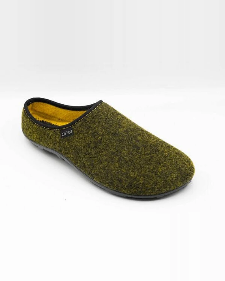 Pantoffel homey mit Barfußgefühl pifit! aus hochwertigem Wollfilz gelb-schwarz, 32100-7
