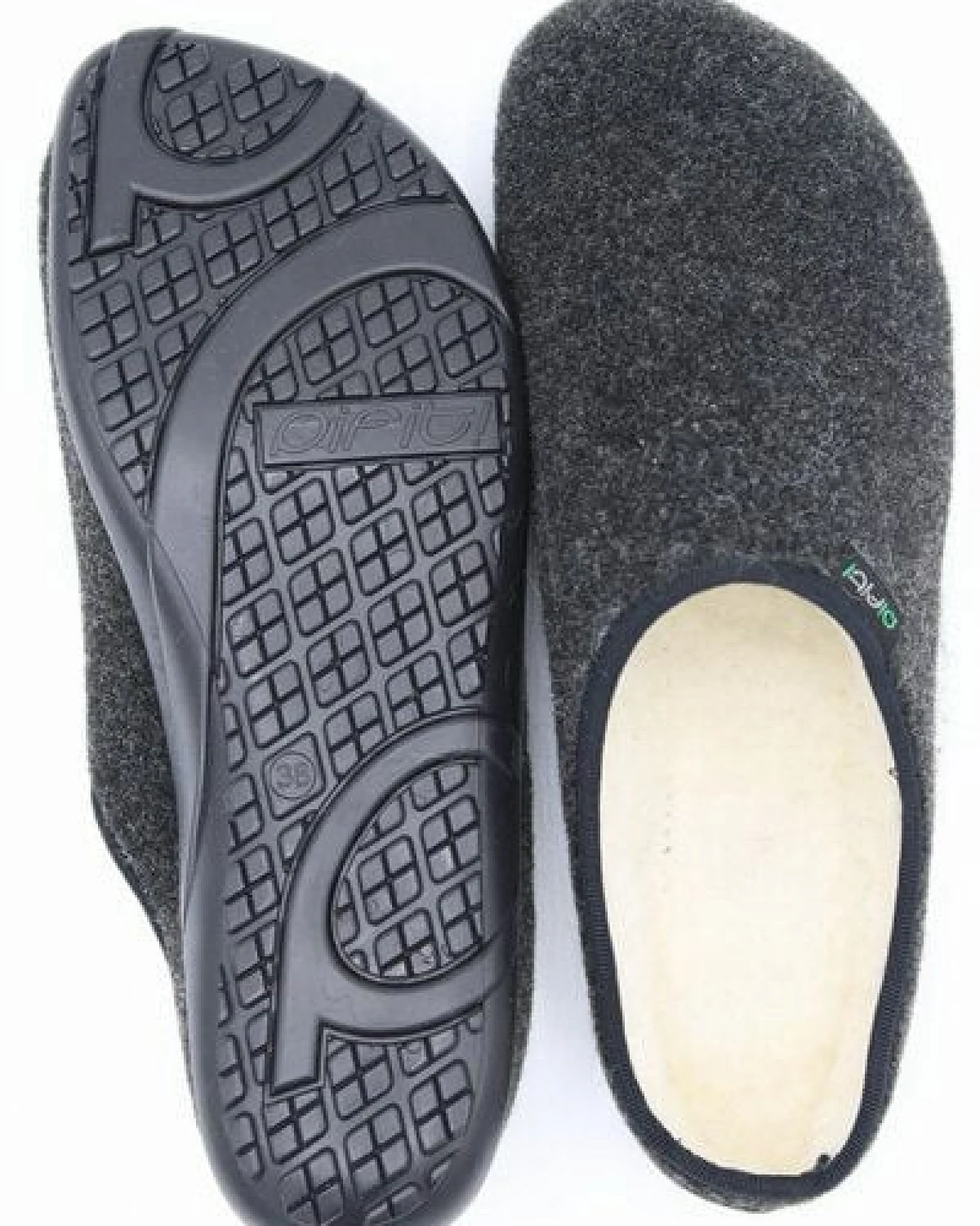 pifit! Pantoffel cosy mit Barfußgefühl aus Wollstoff, schwarz, 32101-1, gefüttert mit 100% Schurwolle – Ansicht 2