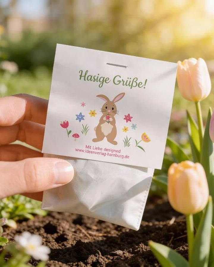 Ideenverlag Hamburg 10 „Hasige Grüße“ Samenbomben im Tütchen mit Wildblumensaatgut