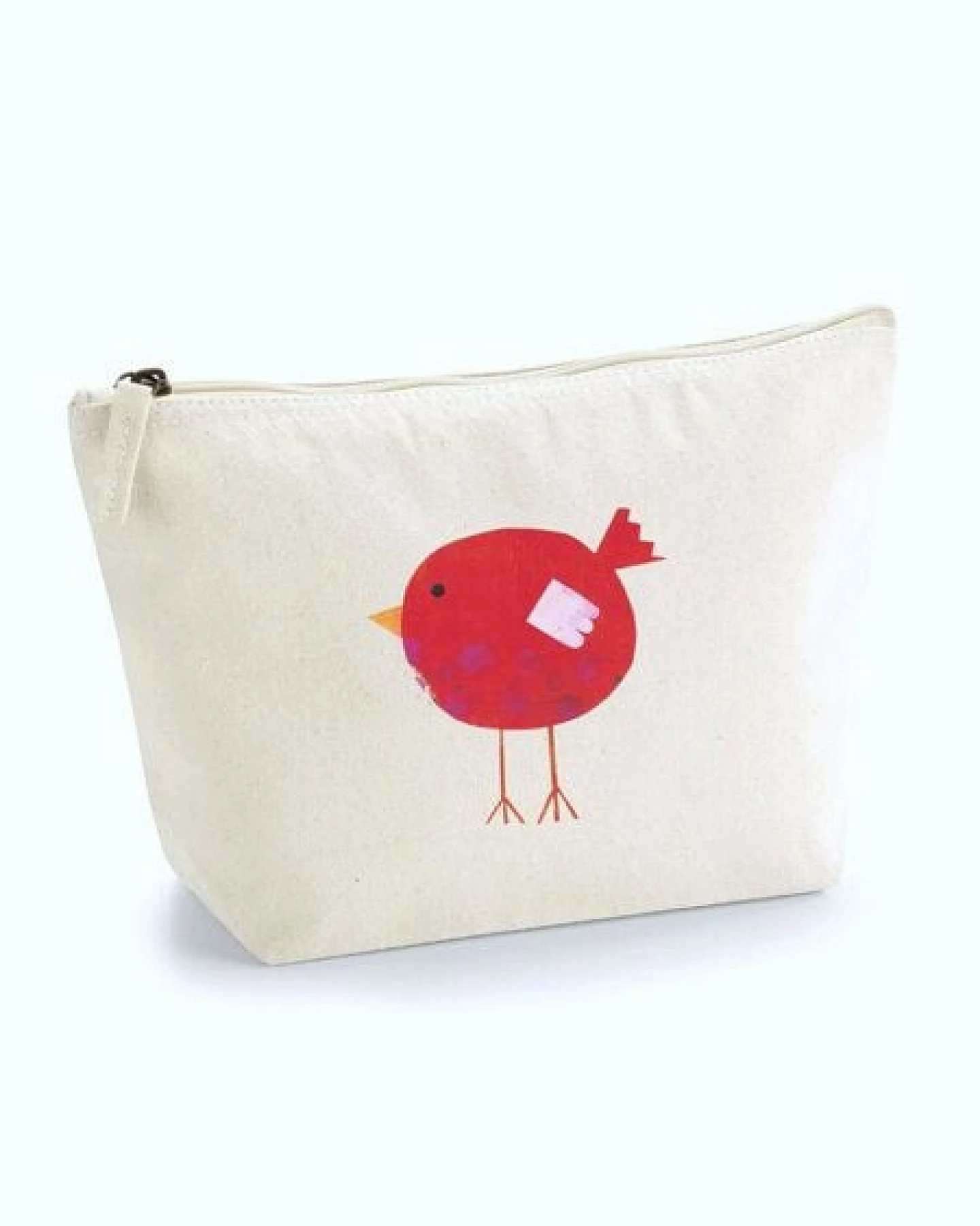 Meladi Accessoire-Taschen aus Biobaumwolle - Größe M roter Vogel – Ansicht 2