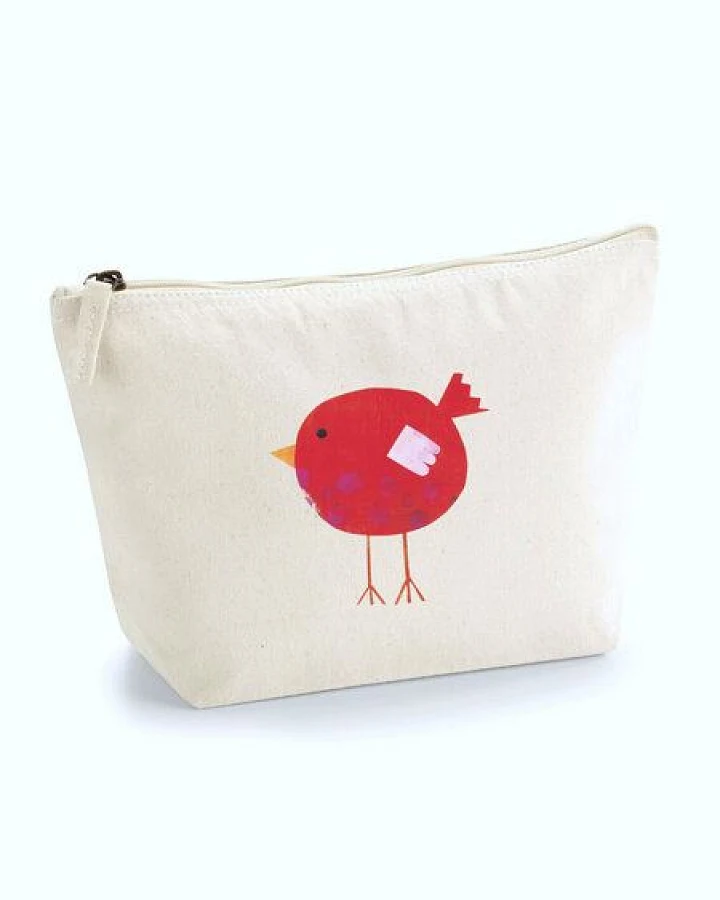 MELAdi Accessoire-Tasche aus Biobaumwolle - Größe M roter Vogel