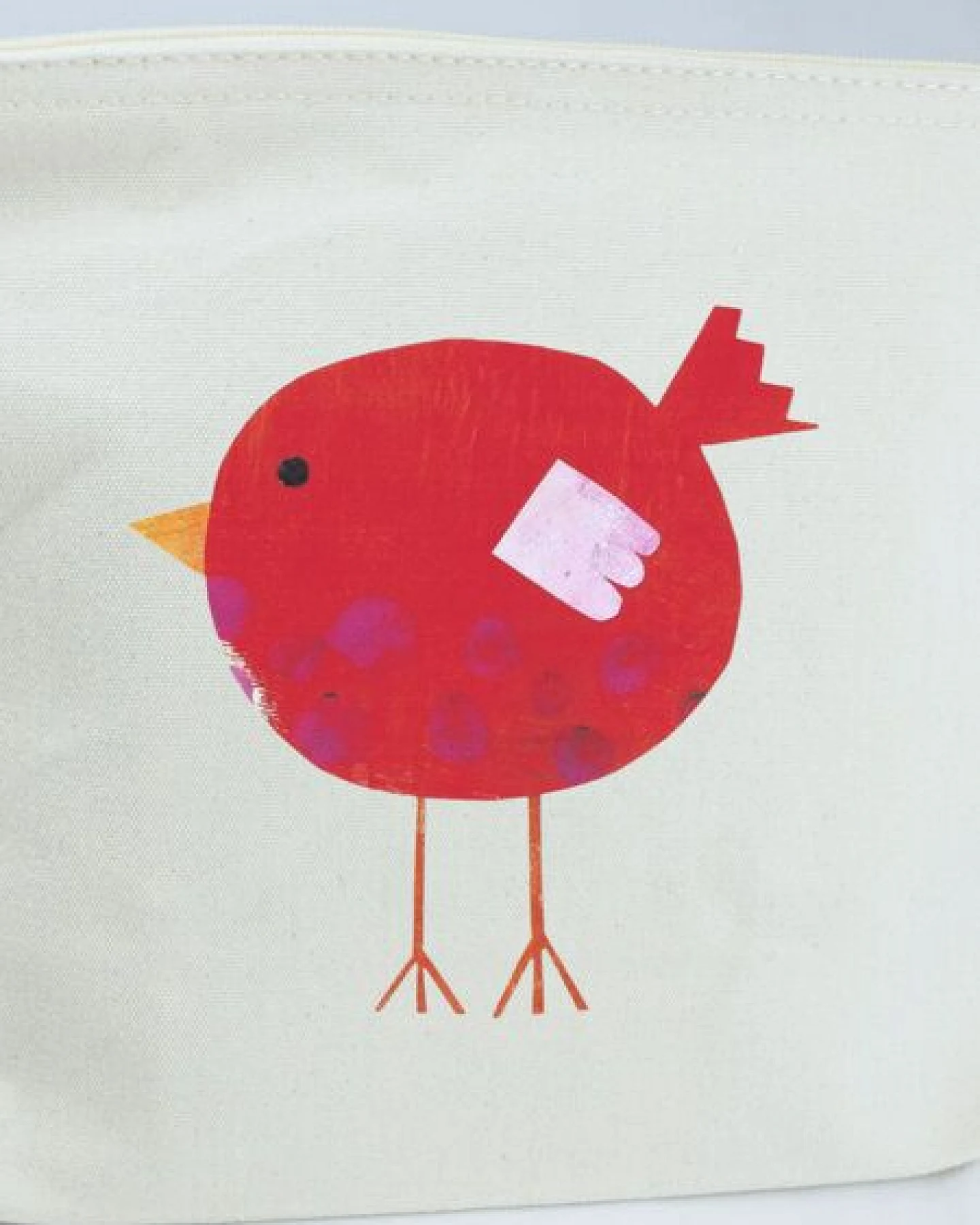 MELAdi Accessoire-Tasche aus Biobaumwolle - Größe M roter Vogel – Ansicht 3