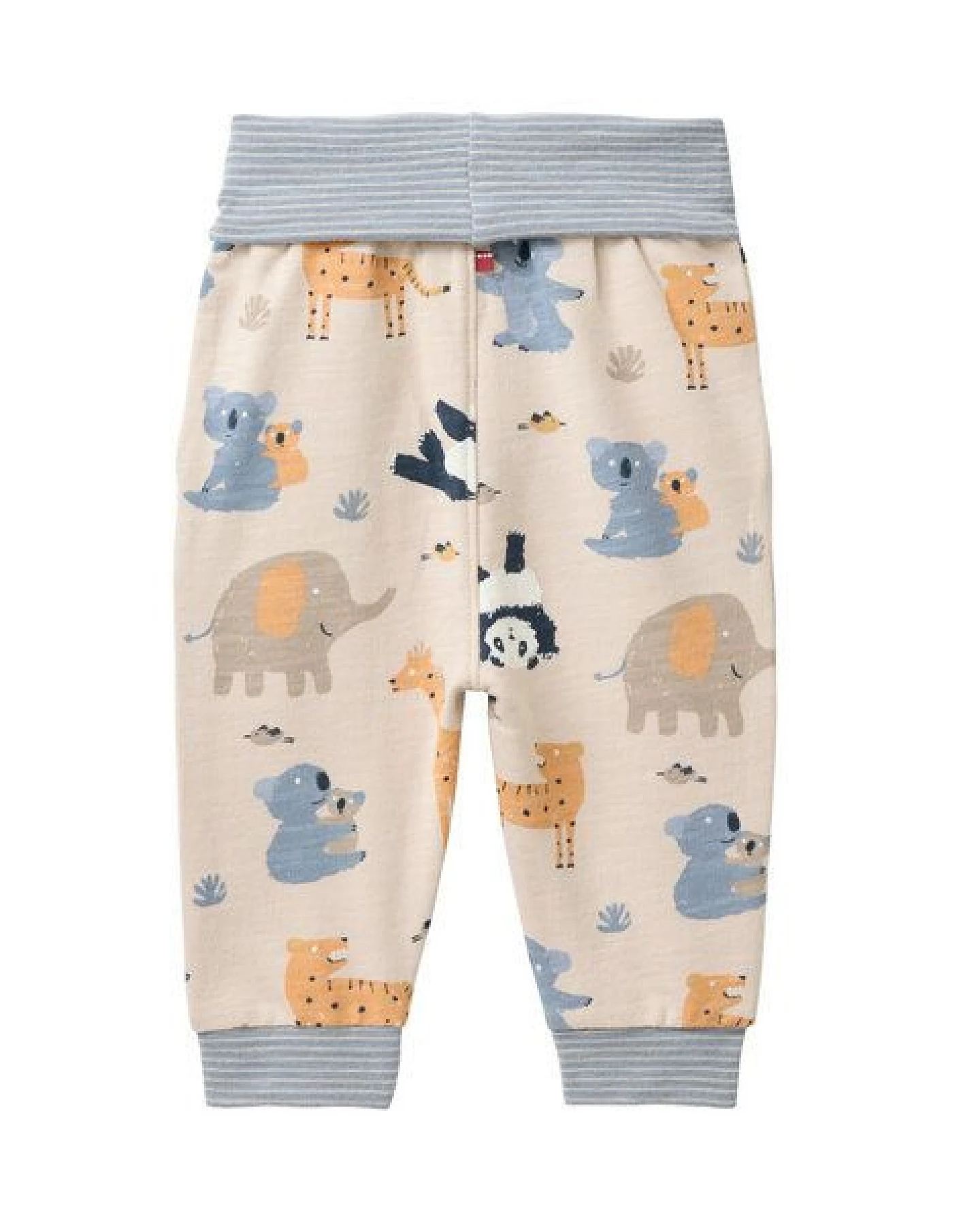 People Wear Organic Sweat Hose, beige bedruckt, "Tiere im Zoo", Bio-Baumwolle – Ansicht 2