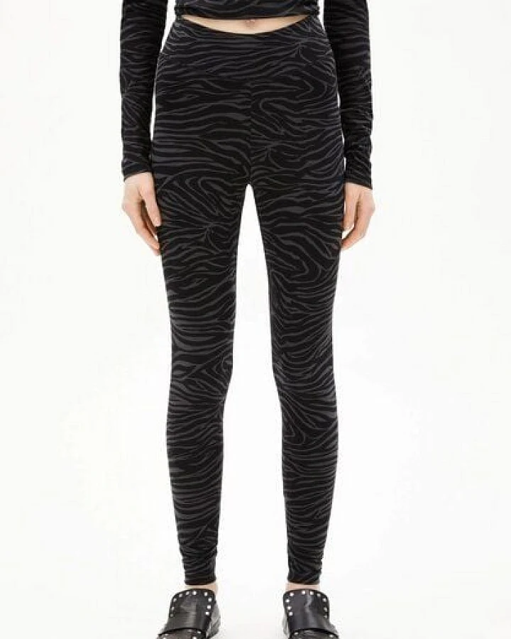 ARMEDANGELS Leggings - Faribaa Zebraraa in Schwarz-Grau