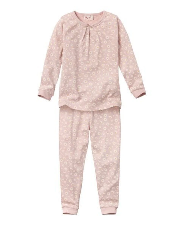 People Wear Organic Pyjama, rosa bedruckt, "floral", Bio-Baumwolle