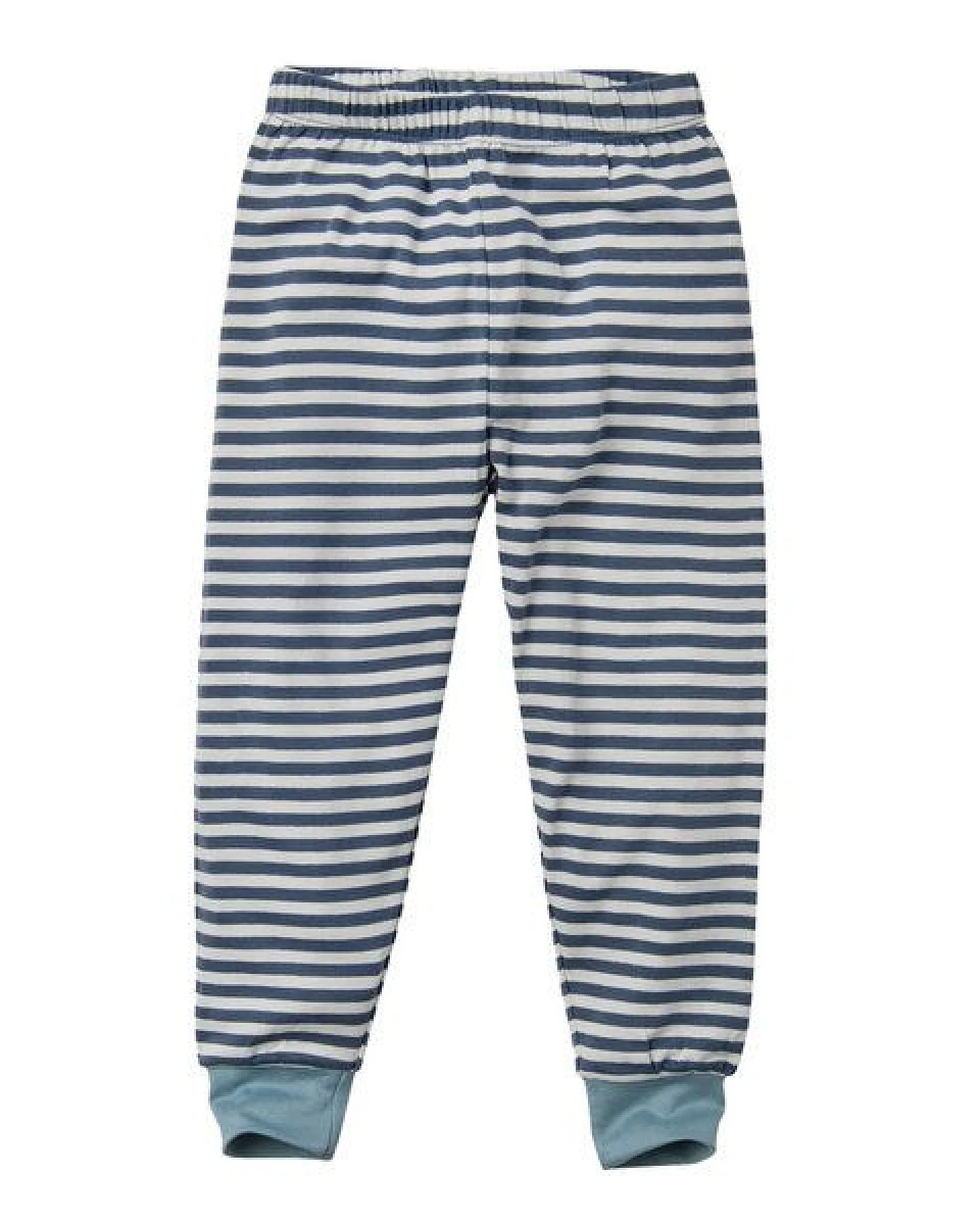 People Wear Organic Pyjama, blau geringelt "Nashorn", Bio-Baumwolle – Ansicht 4