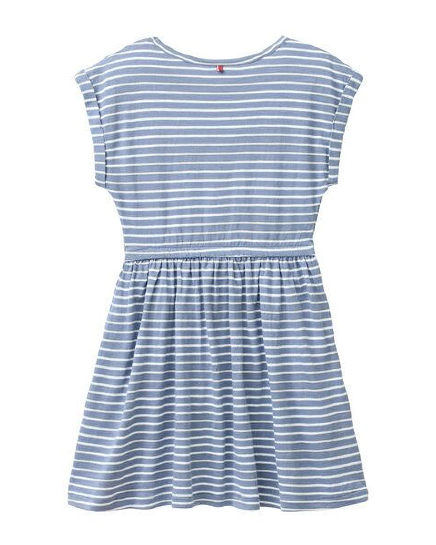 People Wear Organic "Kurzarm Kleid, blau geringelt, ""Regenbogen"", Bio-Baumwolle " – Ansicht 2