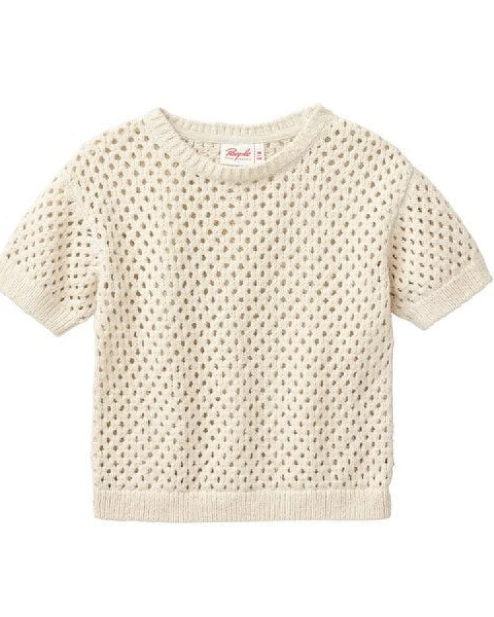 People Wear Organic Strick Kurzarmpullover, beige uni, Bio-Baumwolle
