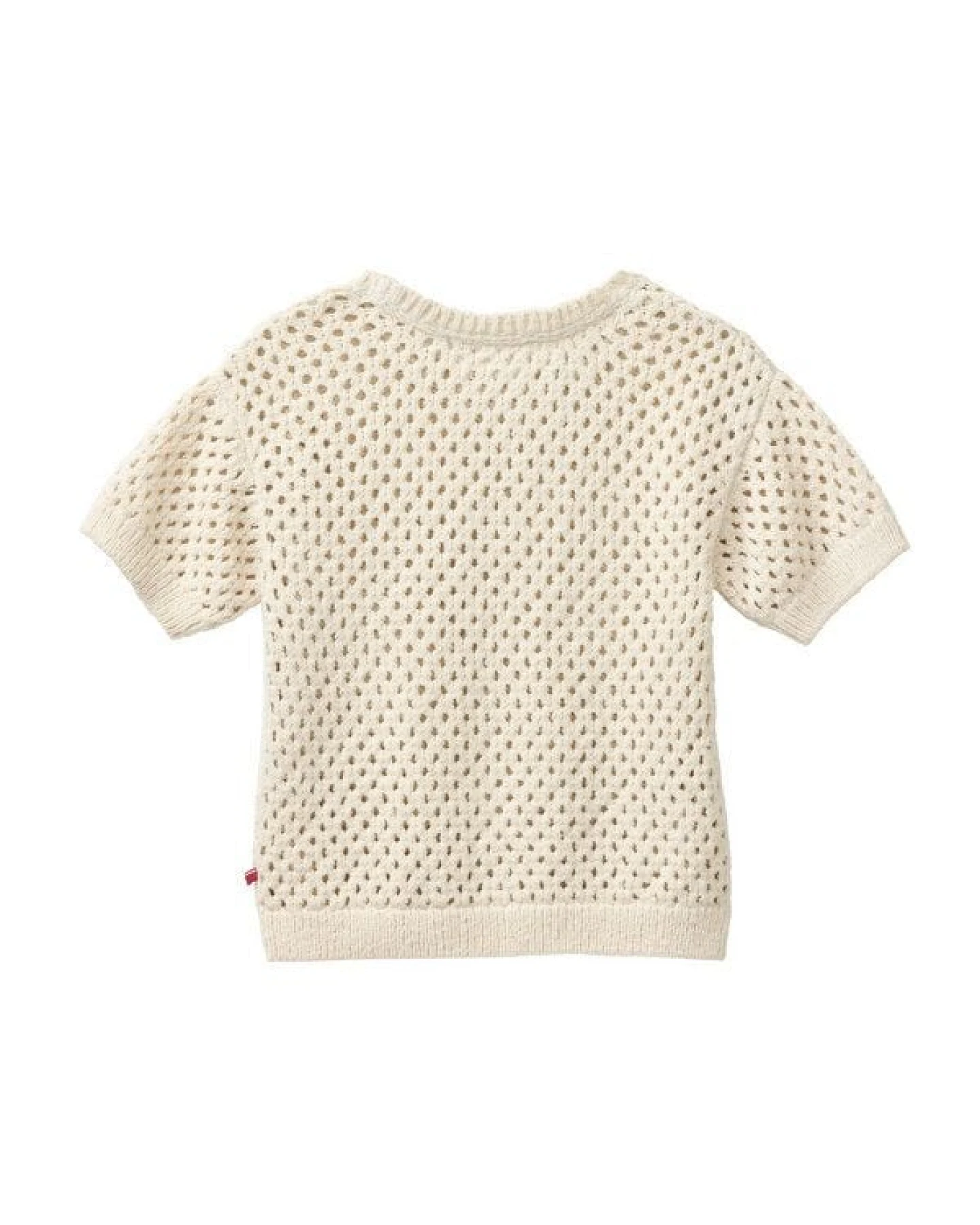 People Wear Organic Strick Kurzarmpullover, beige uni, Bio-Baumwolle – Ansicht 2