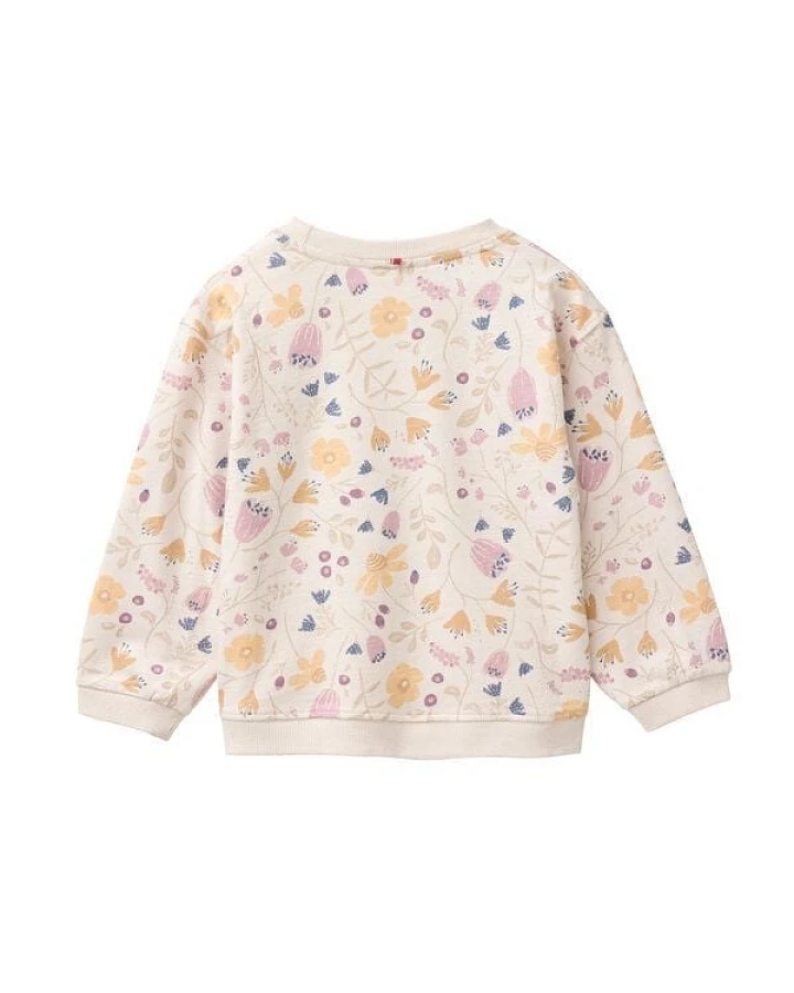 People Wear Organic Sweat Pullover, rosa bedruckt, "floral", Bio-Baumwolle