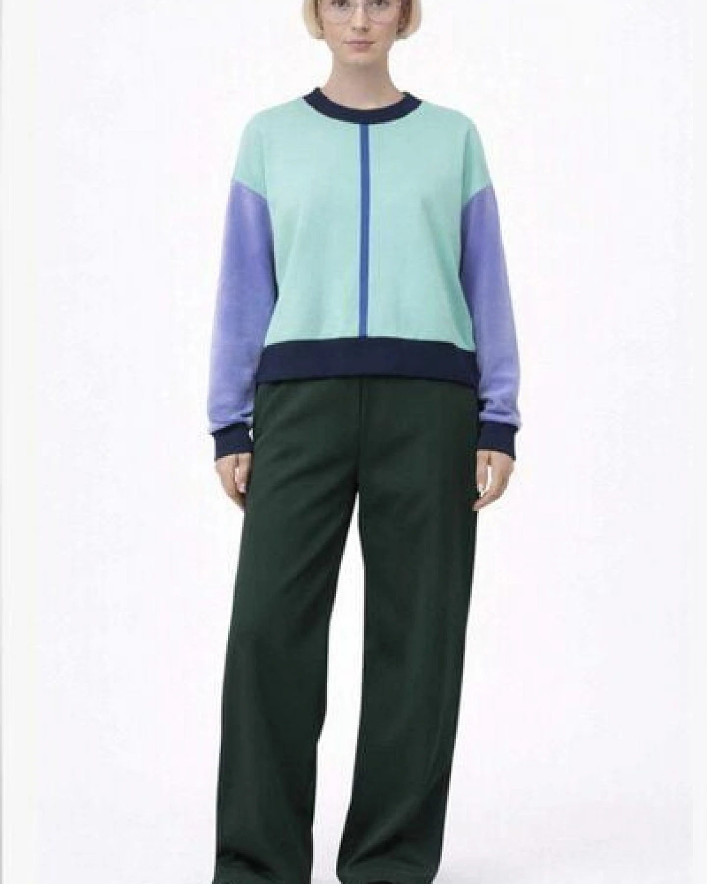 ein garten Studios Boxy Basic Sweater Color Block – Ansicht 4