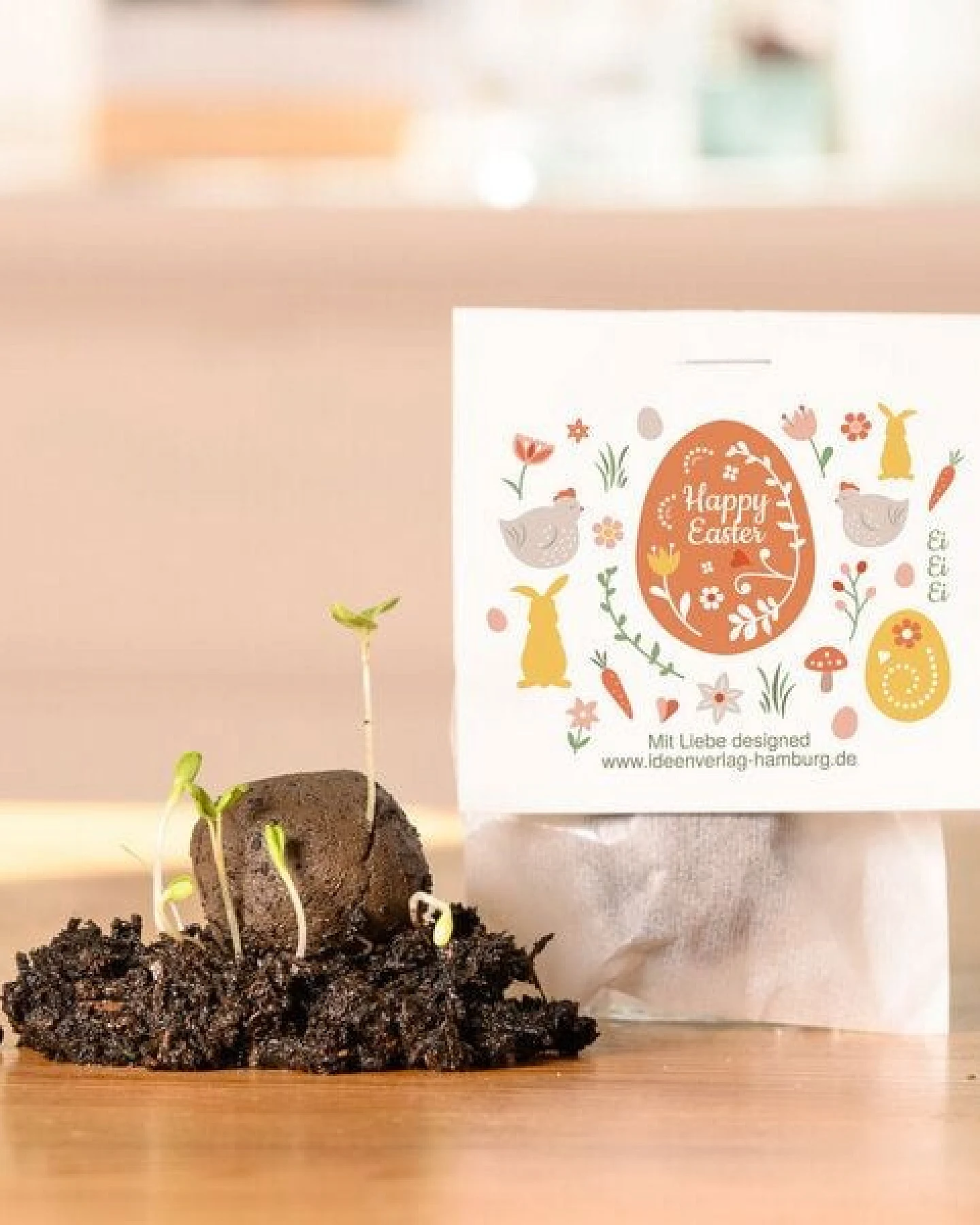 Ideenverlag Hamburg 10 „Happy Easter“ Samenbomben im Tütchen mit Wildblumensaatgut – Ansicht 3