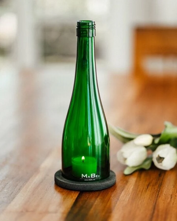 MaBe Wein Windlicht passend für jeden Tisch, Sideboard, Tresen - egal ob innen oder außen