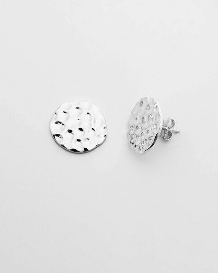 fejn jewelry Ohrstecker 'round hammered' mit gehämmerter Oberfläche