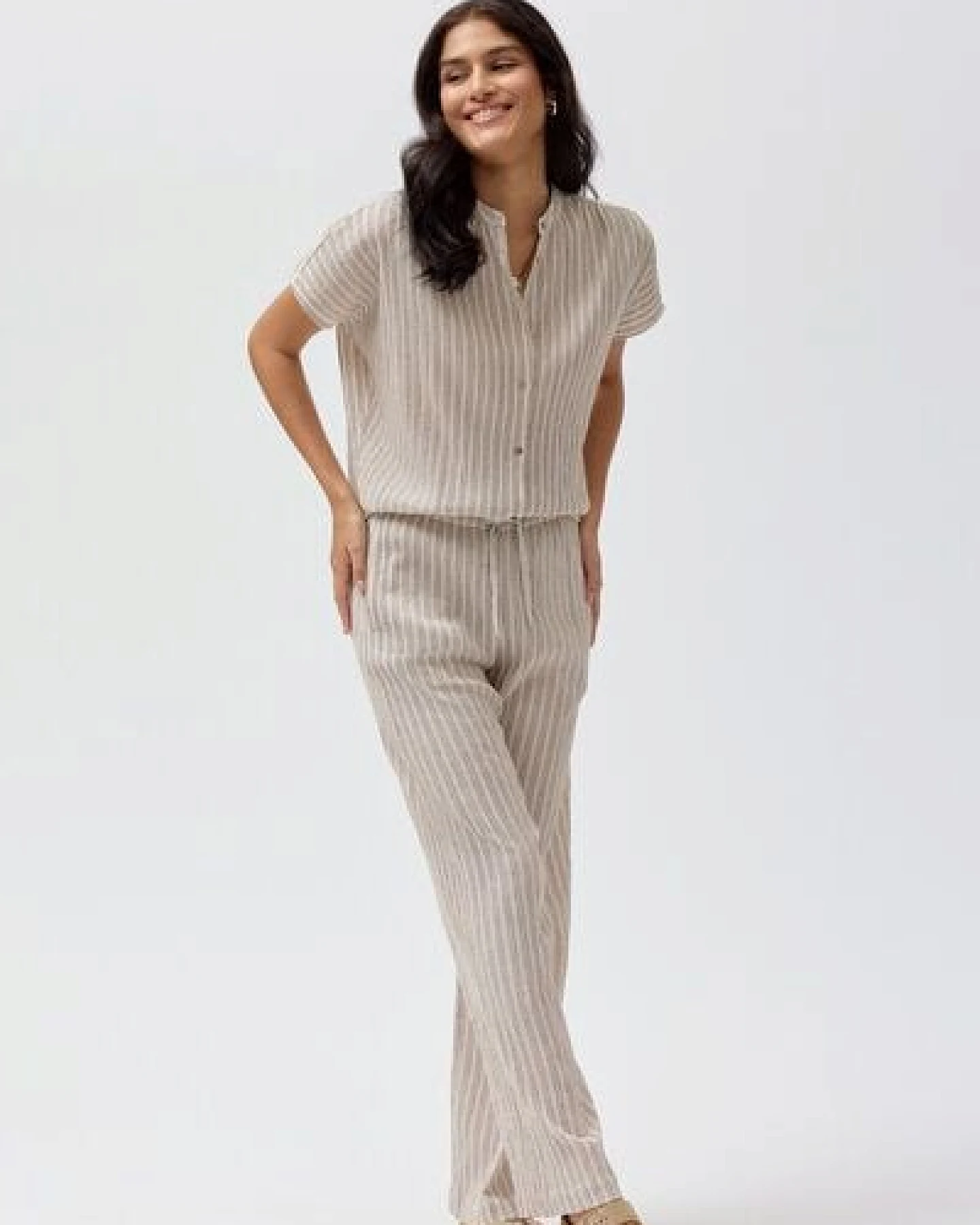 People Wear Organic Hose, grau gestreift, Bio-Baumwolle – Ansicht 2