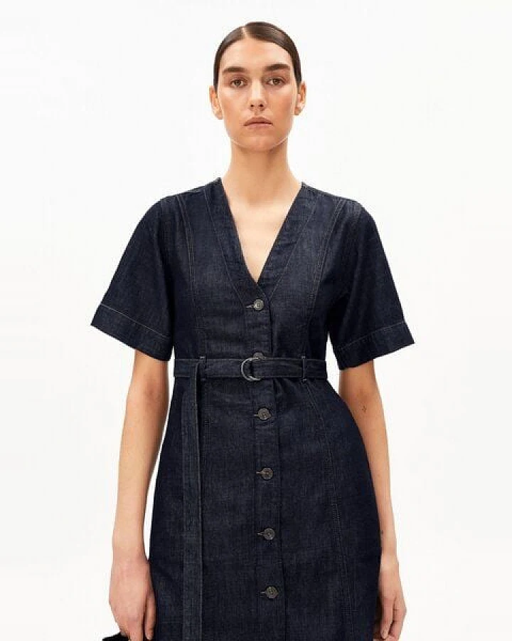 ARMEDANGELS BELTED DENIM Damen Jeanskleid aus Baumwoll-Lyocell-Mix