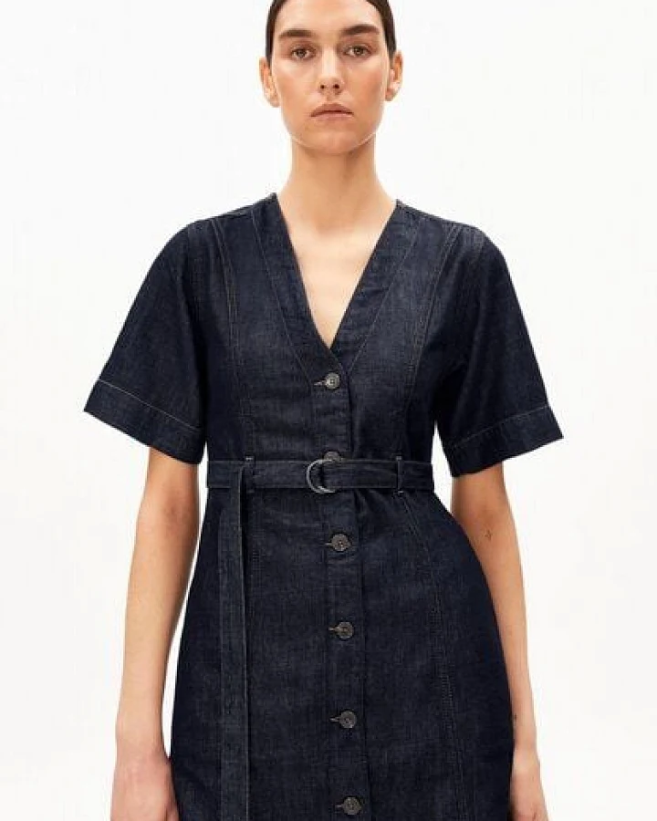 ARMEDANGELS BELTED DENIM Damen Jeanskleid aus Baumwoll-Lyocell-Mix
