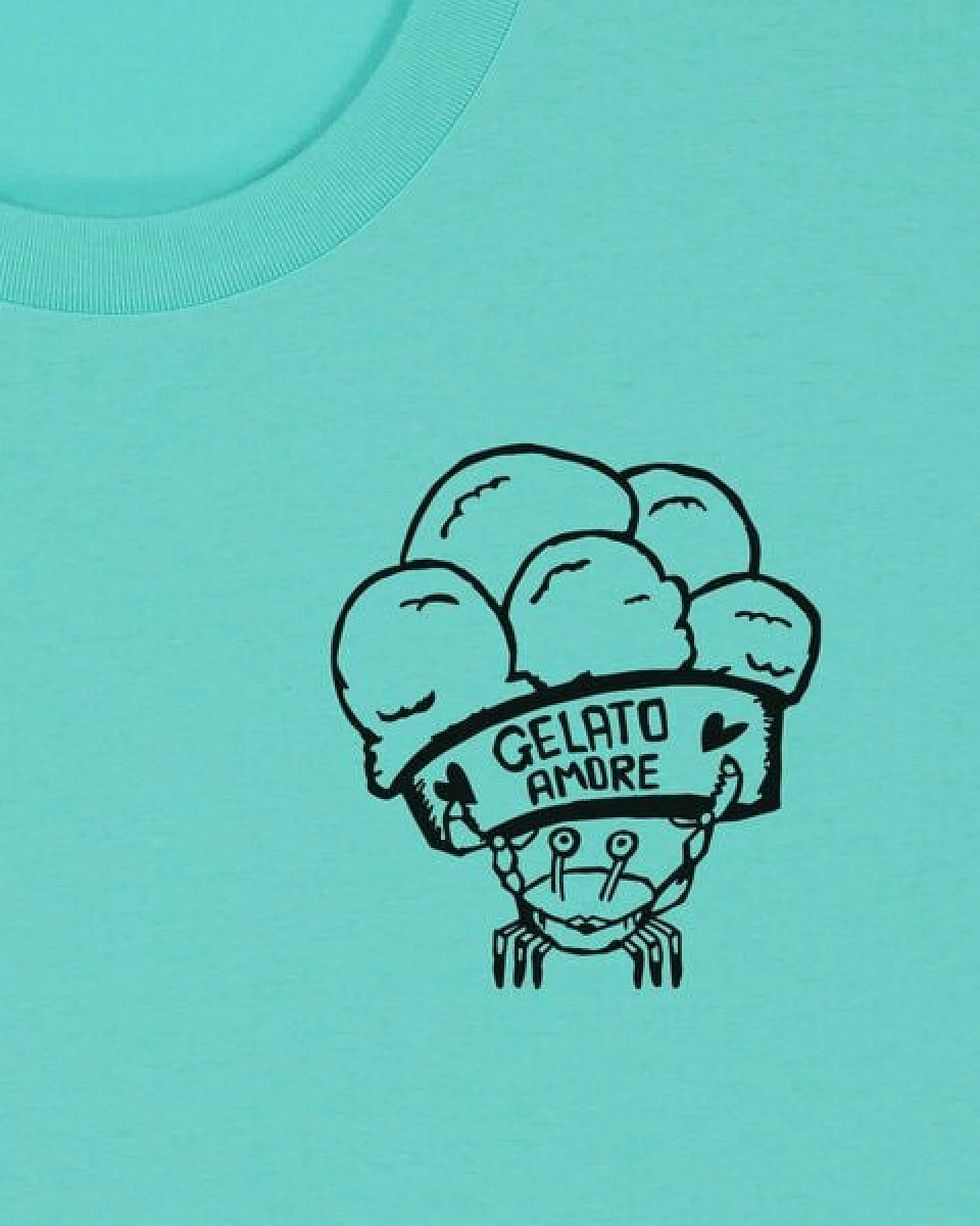 päfjes Gelato Amore / Eis Krabbe mit Eisbecher - Fair Bio Männer Unisex T-Shirt – Ansicht 3