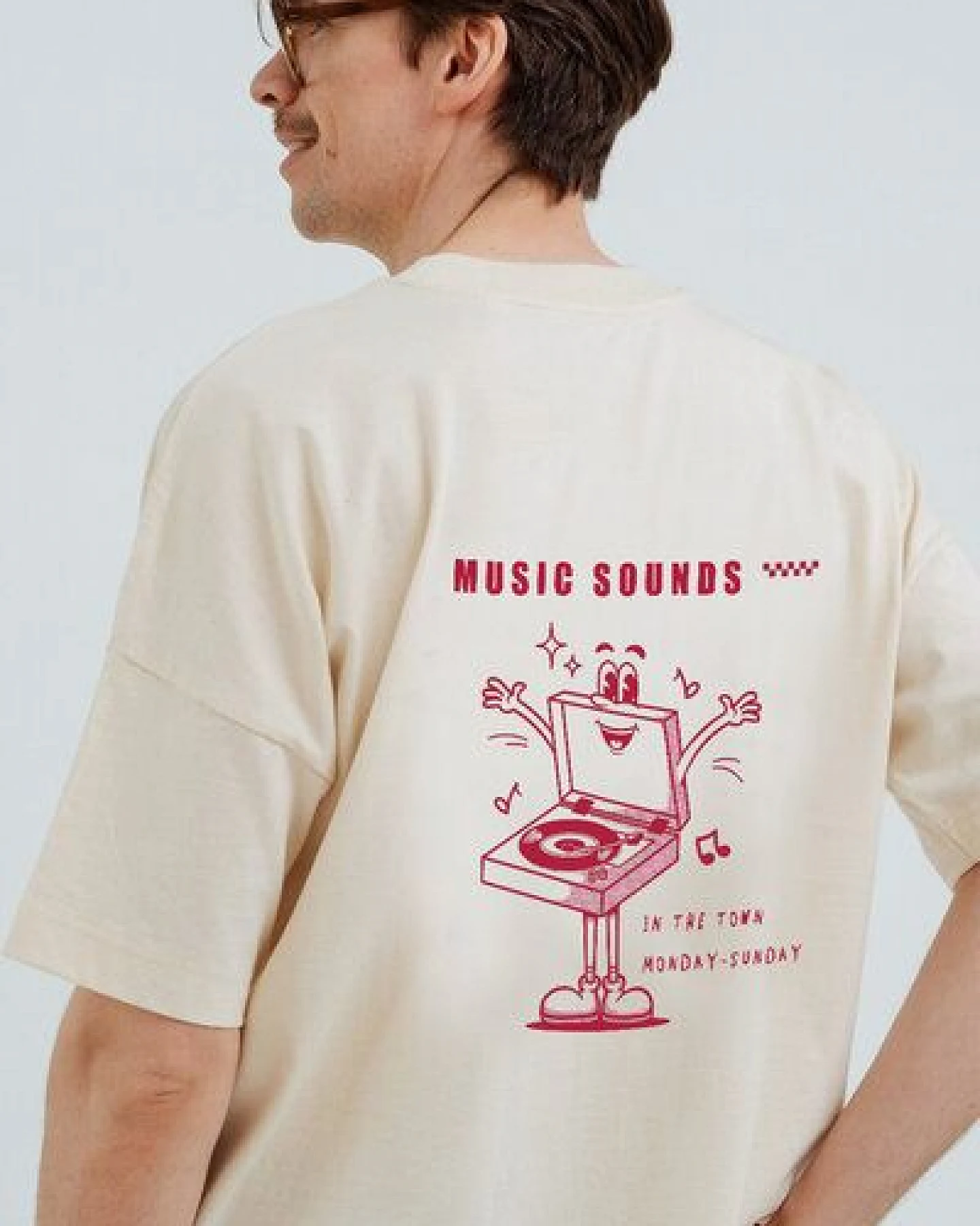 Kultgut Artdesign - Hochwertiges Oversizeshirt 100% Biobaumwolle / Music Sounds – Ansicht 3