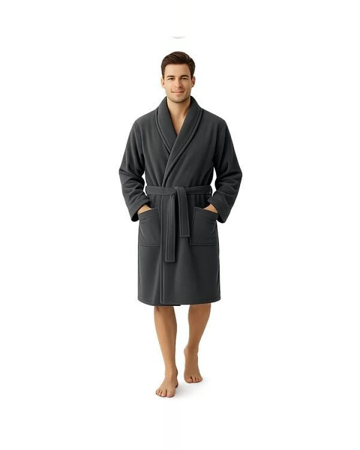 Bruno Barella Herren Bademantel 100 % Biobaumwolle aus der türkischen Ägäis in Anthrazit, Sand, Navy – flauschig & saugfähig