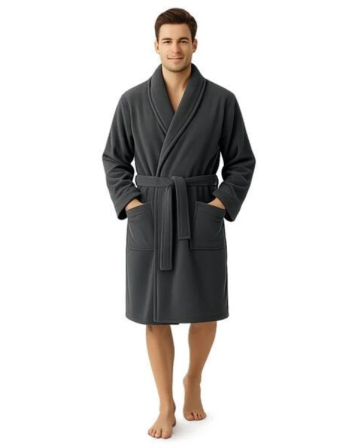 Bruno Barella Herren Bademantel 100 % Biobaumwolle aus der türkischen Ägäis in Anthrazit, Sand, Navy – flauschig & saugfähig