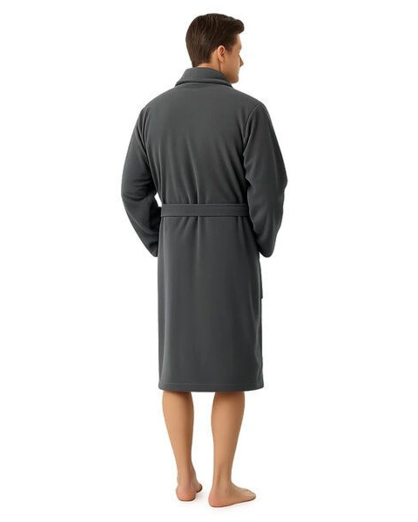 Bruno Barella Herren Bademantel 100 % Biobaumwolle aus der türkischen Ägäis in Anthrazit, Sand, Navy – flauschig & saugfähig – Ansicht 3