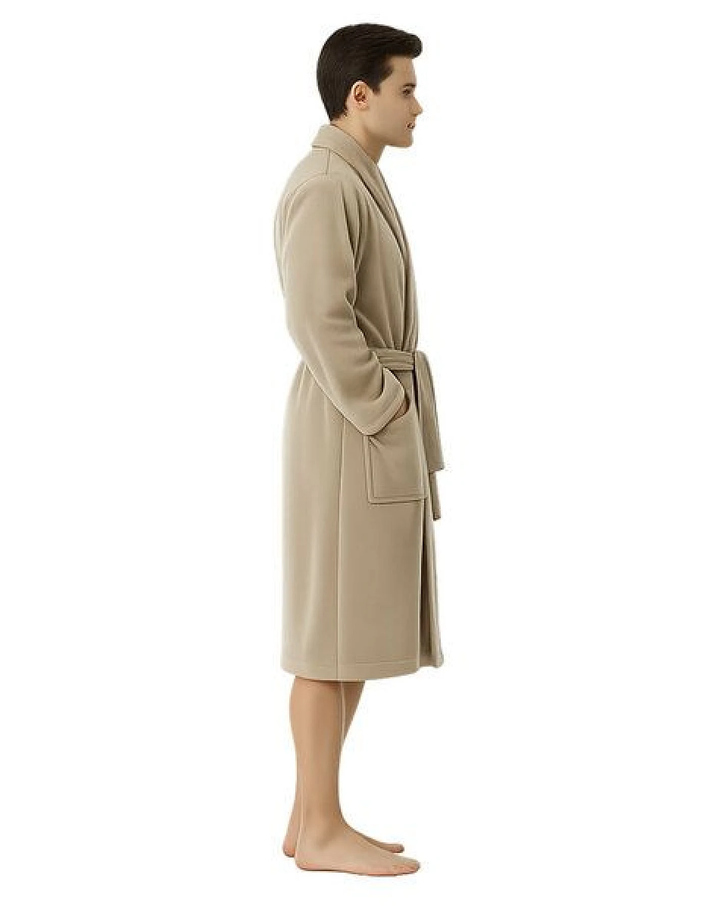 Bruno Barella Herren Bademantel 100 % Biobaumwolle aus der türkischen Ägäis in Anthrazit, Sand, Navy – flauschig & saugfähig – Ansicht 2