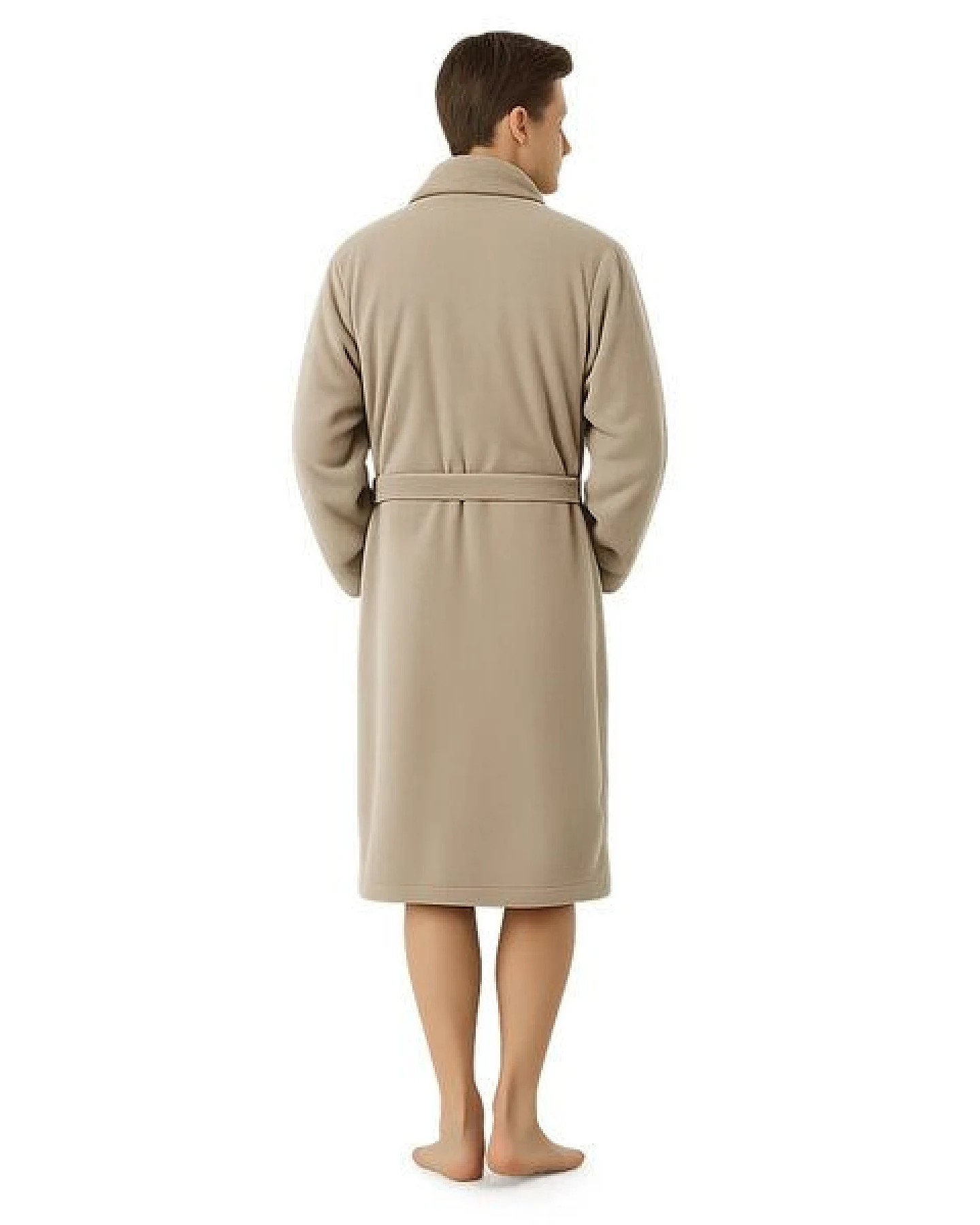 Bruno Barella Herren Bademantel 100 % Biobaumwolle aus der türkischen Ägäis in Anthrazit, Sand, Navy – flauschig & saugfähig – Ansicht 3