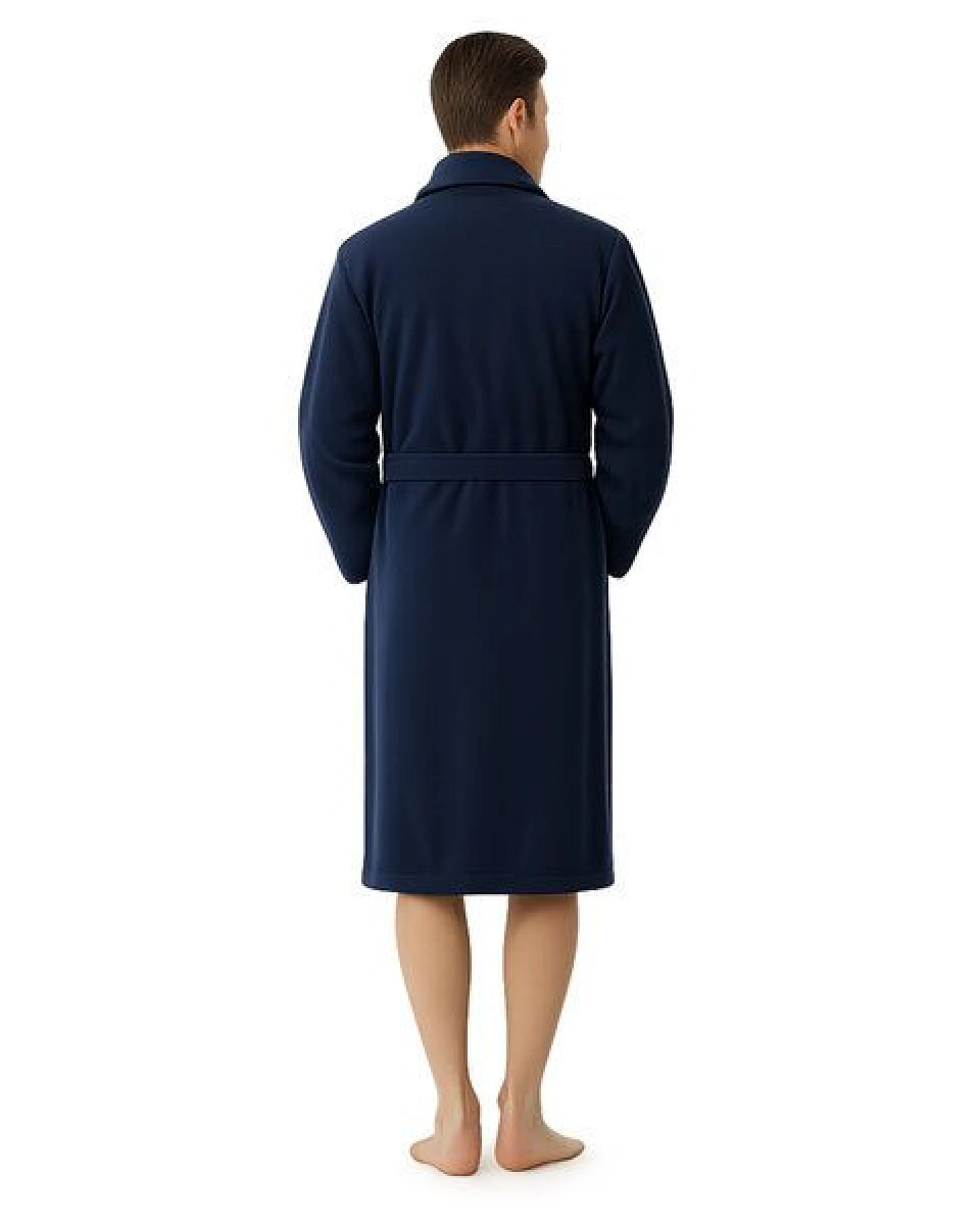 Bruno Barella Herren Bademantel 100 % Biobaumwolle aus der türkischen Ägäis in Anthrazit, Sand, Navy – flauschig & saugfähig – Ansicht 3