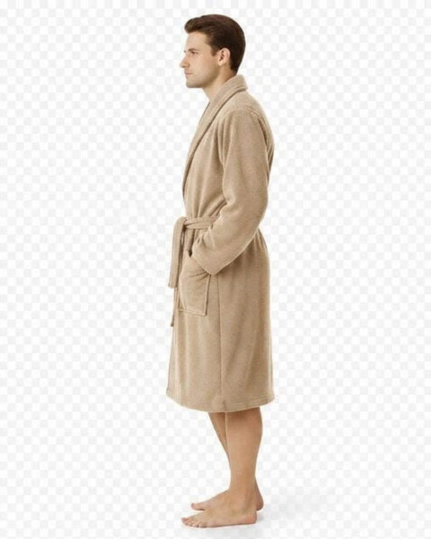 Bruno Barella Herren Bademantel 100 % Biobaumwolle aus der türkischen Ägäis in Anthrazit, Sand, Navy – flauschig & saugfähig – Ansicht 4