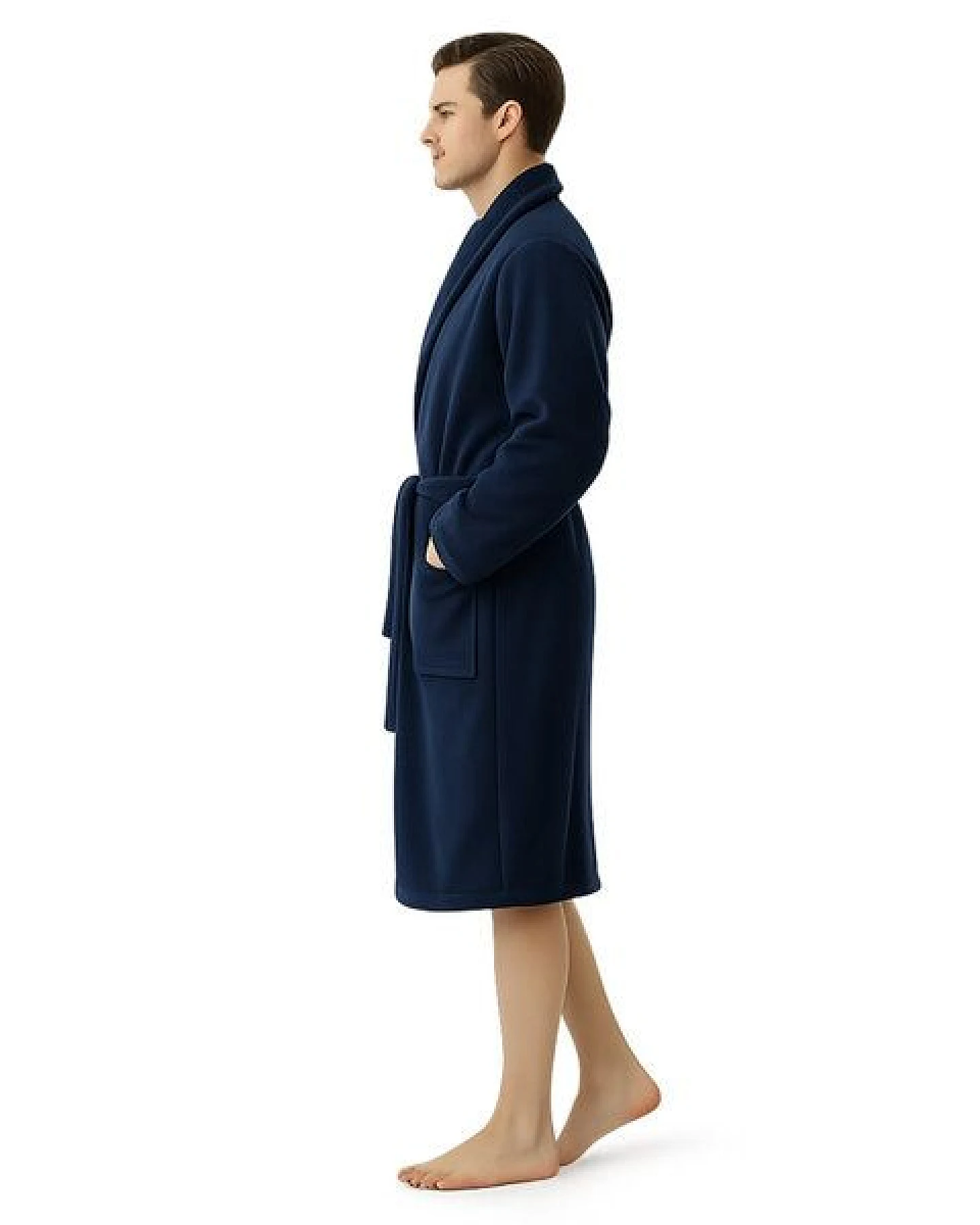 Bruno Barella Herren Bademantel 100 % Biobaumwolle aus der türkischen Ägäis in Anthrazit, Sand, Navy – flauschig & saugfähig – Ansicht 4
