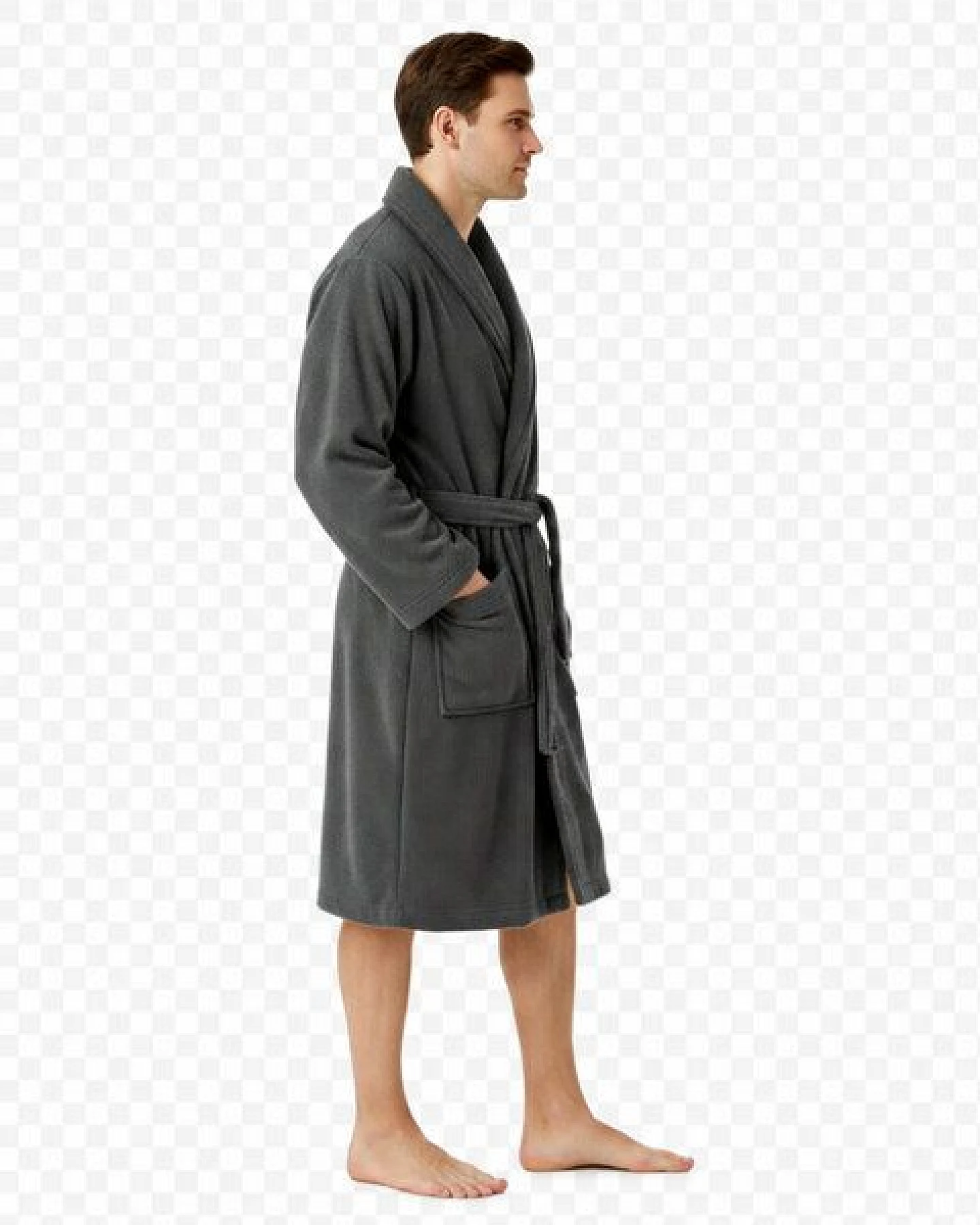Bruno Barella Herren Bademantel 100 % Biobaumwolle aus der türkischen Ägäis in Anthrazit, Sand, Navy – flauschig & saugfähig – Ansicht 2