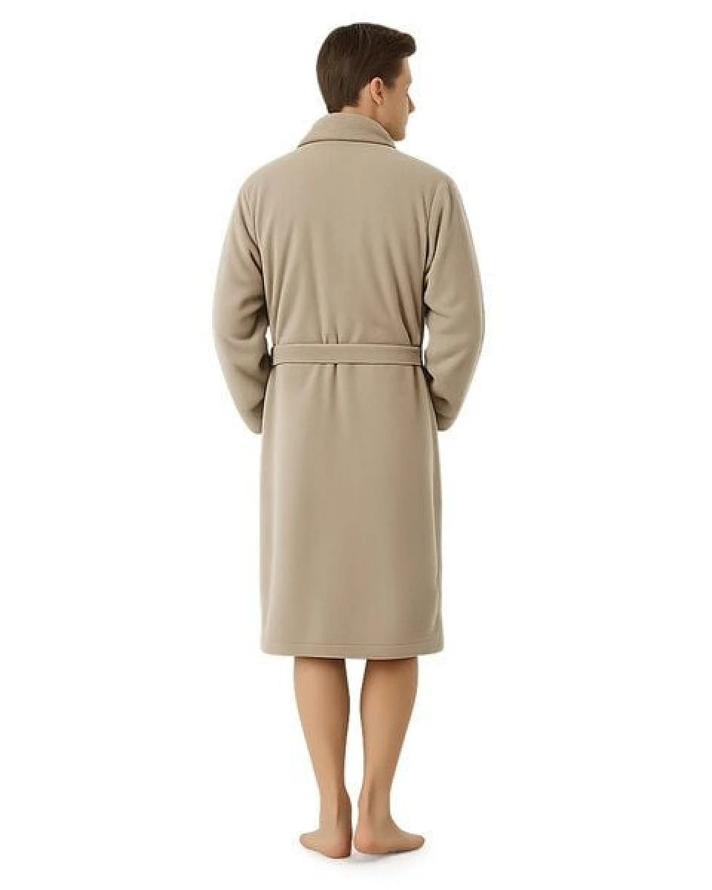 Bruno Barella Herren Bademantel 100 % Biobaumwolle aus der türkischen Ägäis in Anthrazit, Sand, Navy – flauschig & saugfähig – Ansicht 3