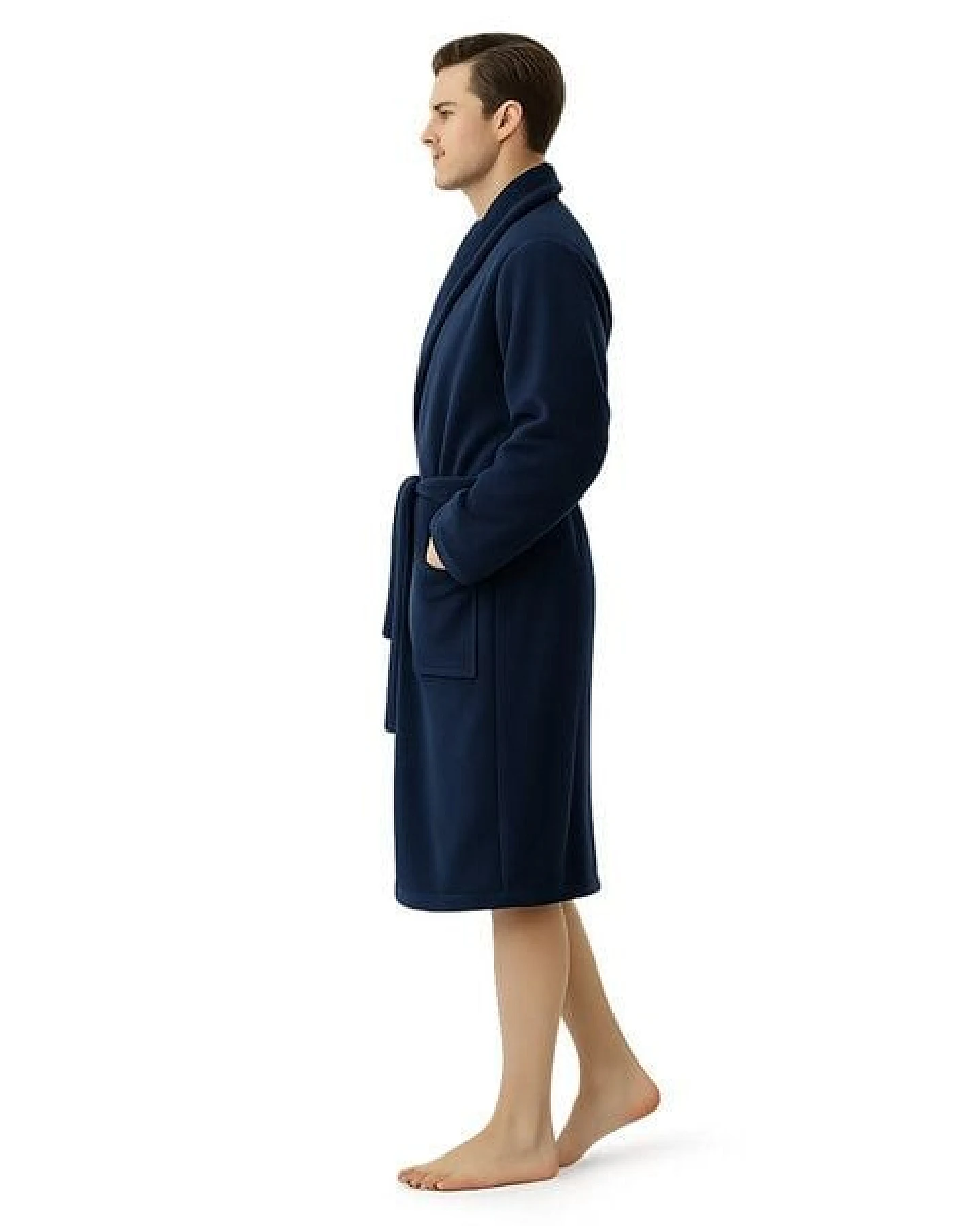 Bruno Barella Herren Bademantel 100 % Biobaumwolle aus der türkischen Ägäis in Anthrazit, Sand, Navy – flauschig & saugfähig – Ansicht 4