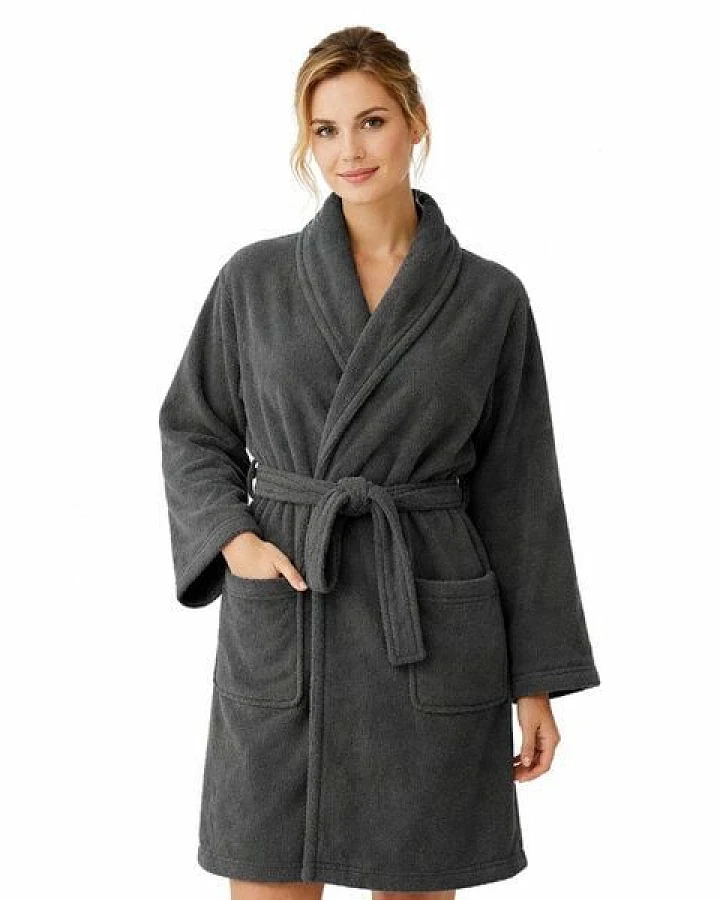 Bruno Barella Damenbademantel aus Ägäis-Biobaumwolle in Anthrazit, Sand, Navy – sanft, flauschig & elegant