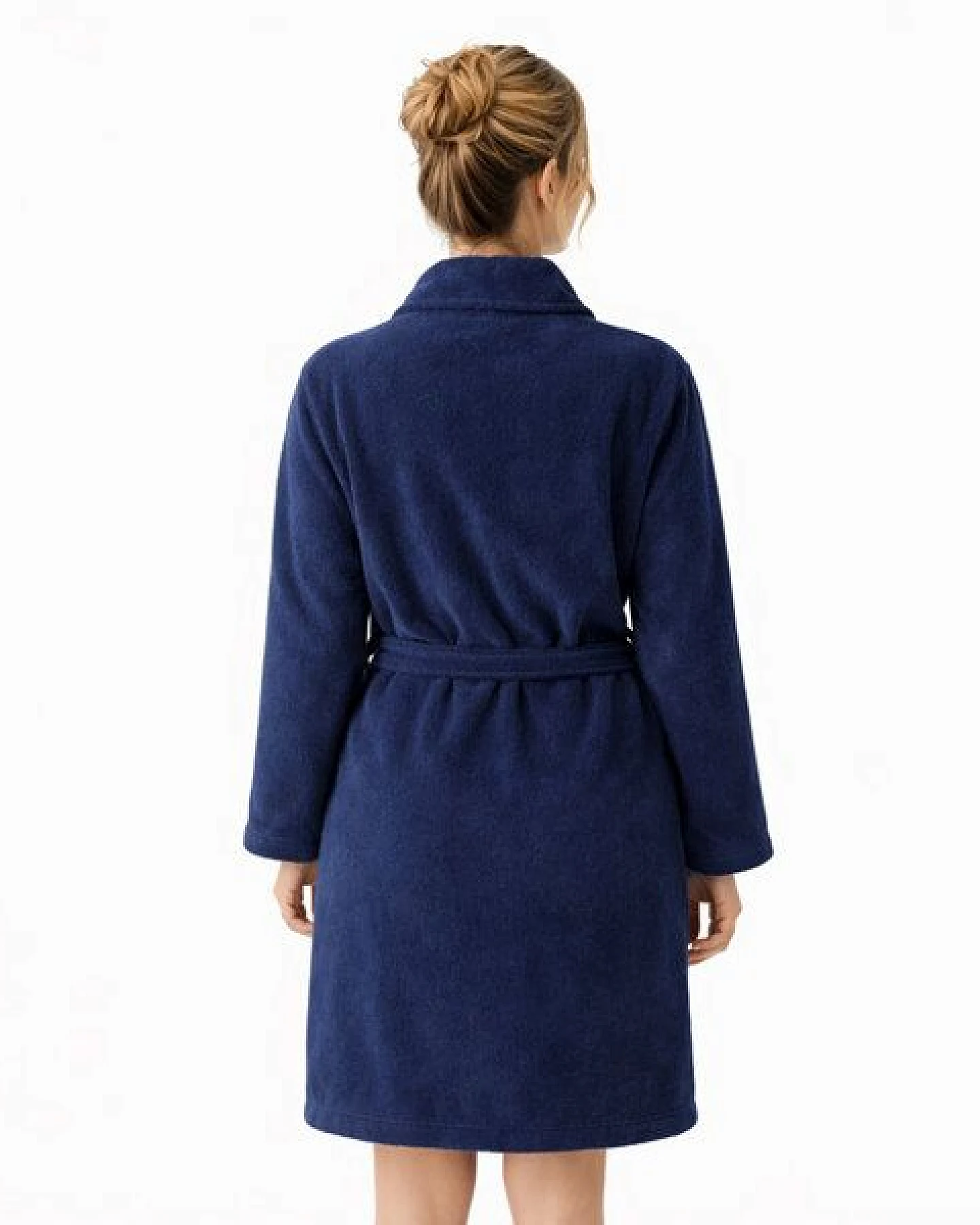 Bruno Barella Damenbademantel aus Ägäis-Biobaumwolle in Anthrazit, Sand, Navy – sanft, flauschig & elegant – Ansicht 3