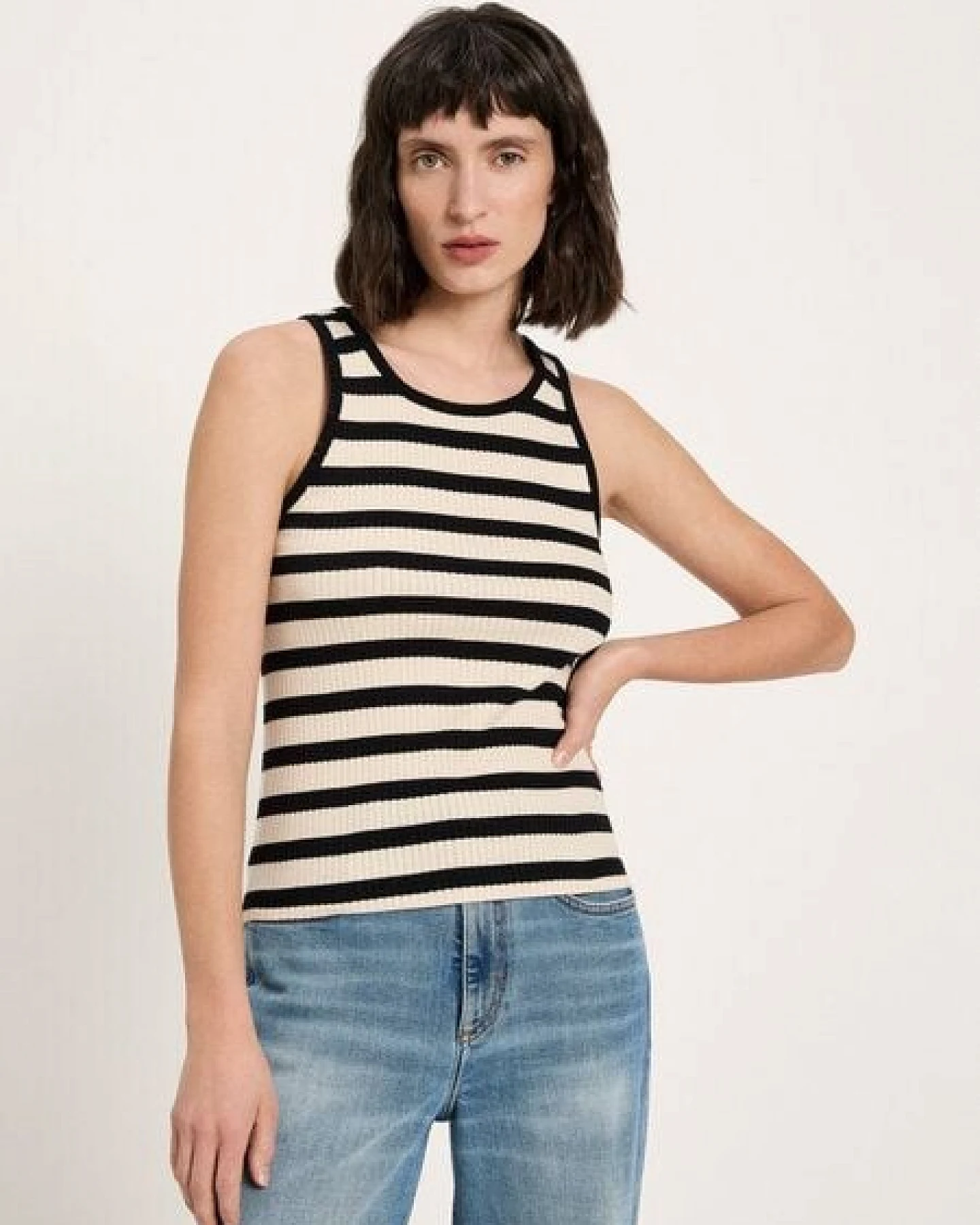 LANIUS Tanktop mit Streifen (GOTS) aus Bio-Baumwolle – Ansicht 2