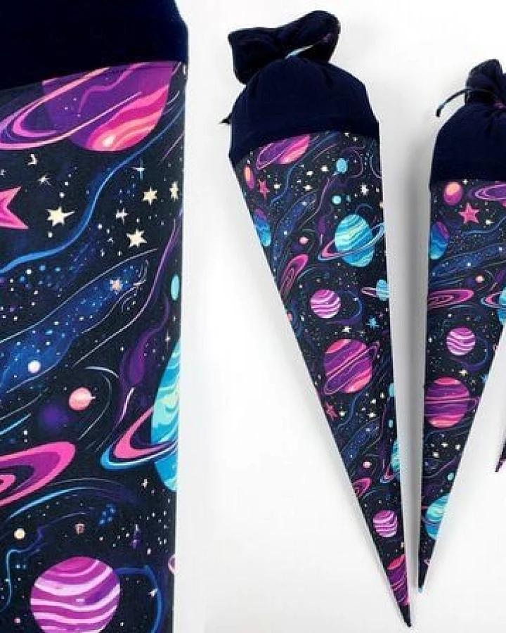 fuxandfriends Zuckertüte zur Einschulung, Baumwolle (bio), 85 cm, 70 cm und 35 cm, Schultüte, Geschwisterzuckertüte, Geschenk zum Schulanfang