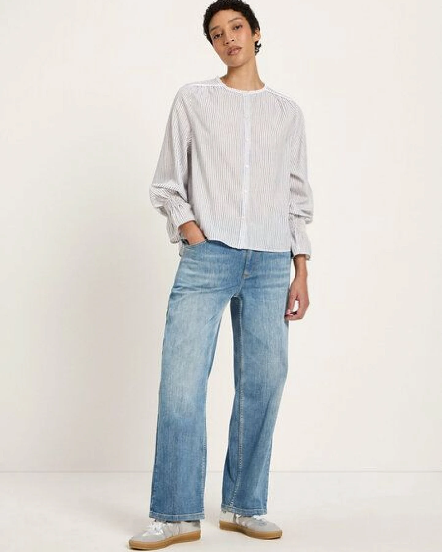 LANIUS Bluse mit Spitze (GOTS) aus Bio-Baumwolle, ECOVERO und Leinen – Ansicht 2