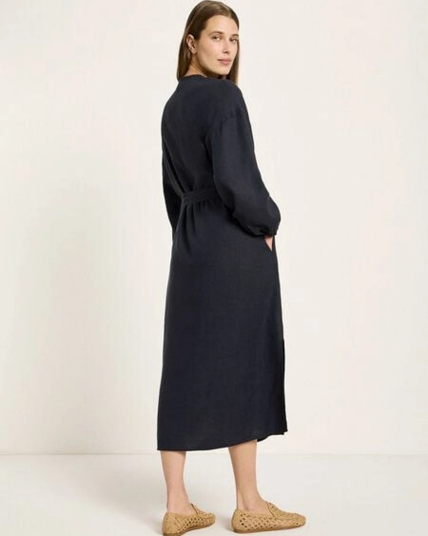 LANIUS Midikleid (GOTS) aus Bio-Leinen – Ansicht 3