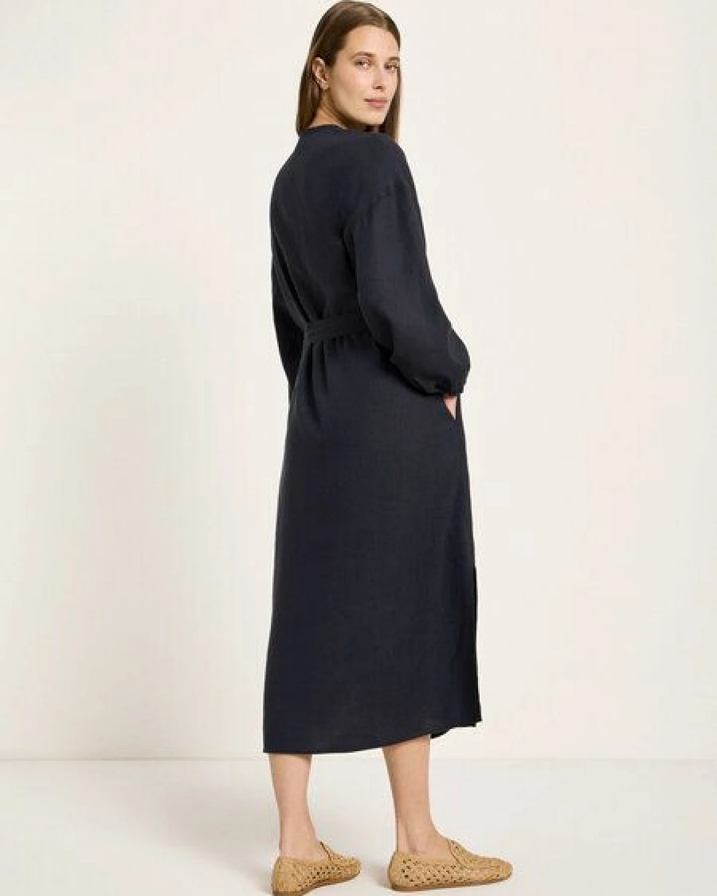 LANIUS Midikleid (GOTS) aus Bio-Leinen – Ansicht 3
