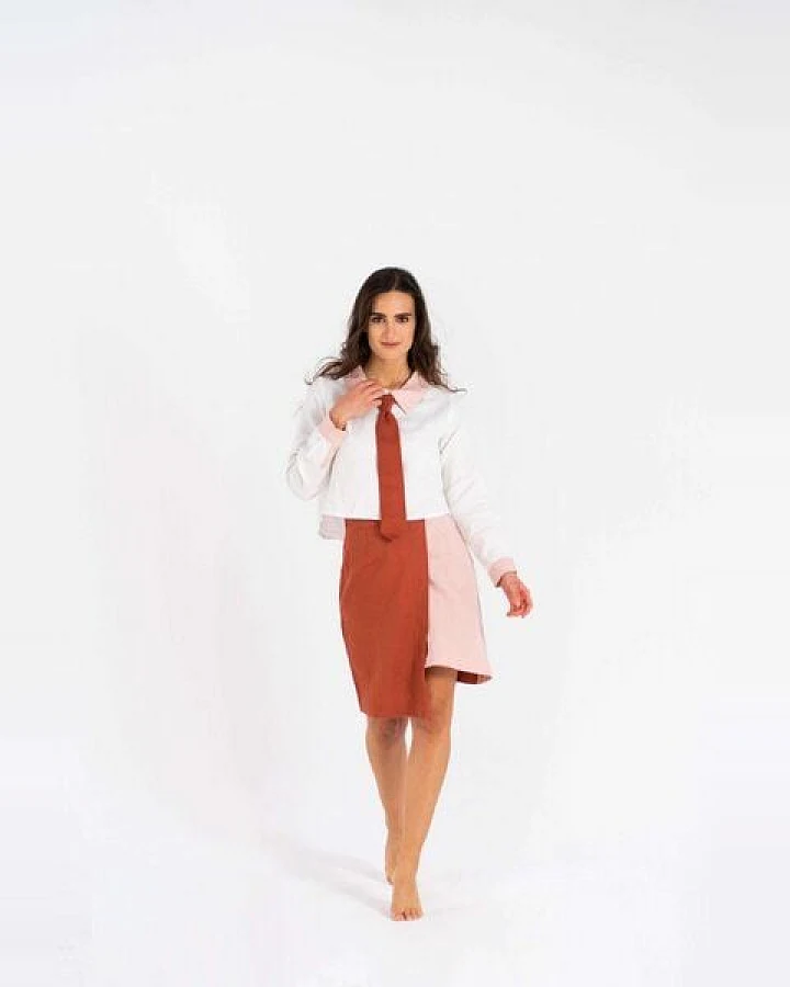 HACOY Leinenbluse mit abnehmbarer Krawatte – Business & Freizeit – Made in Litauen