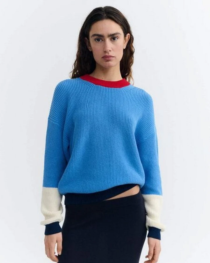 thinking mu Carmen Blue Multicolor Knitted Sweater