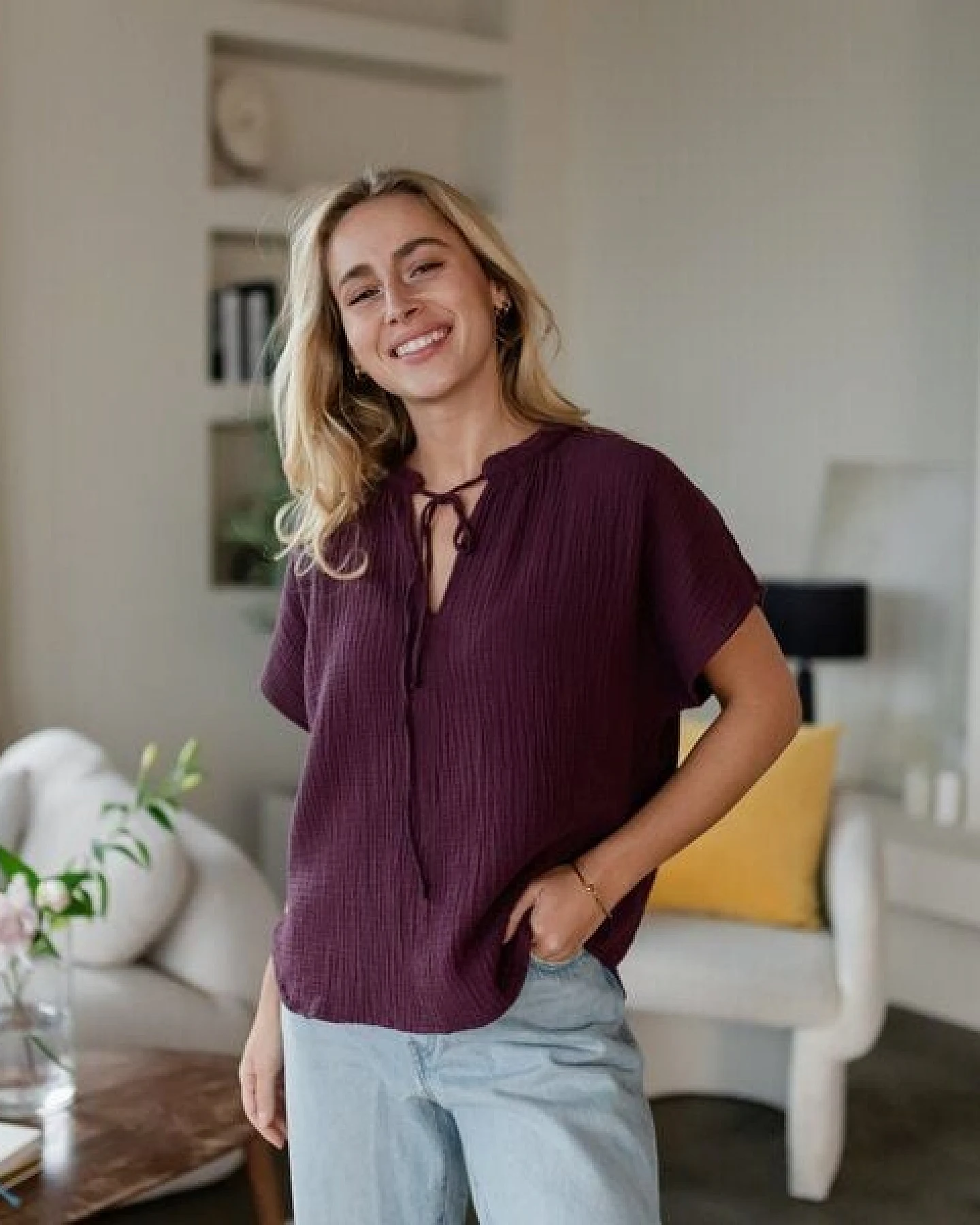 NORDLICHT Musselin Bluse Telse aus 100% Bio-Baumwolle – Ansicht 2