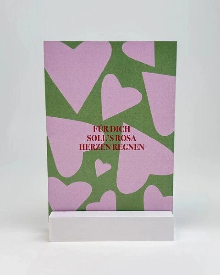 postkarte ettics STUDIO - FÜR DICH SOLL'S ROSA HERZEN REGNEN