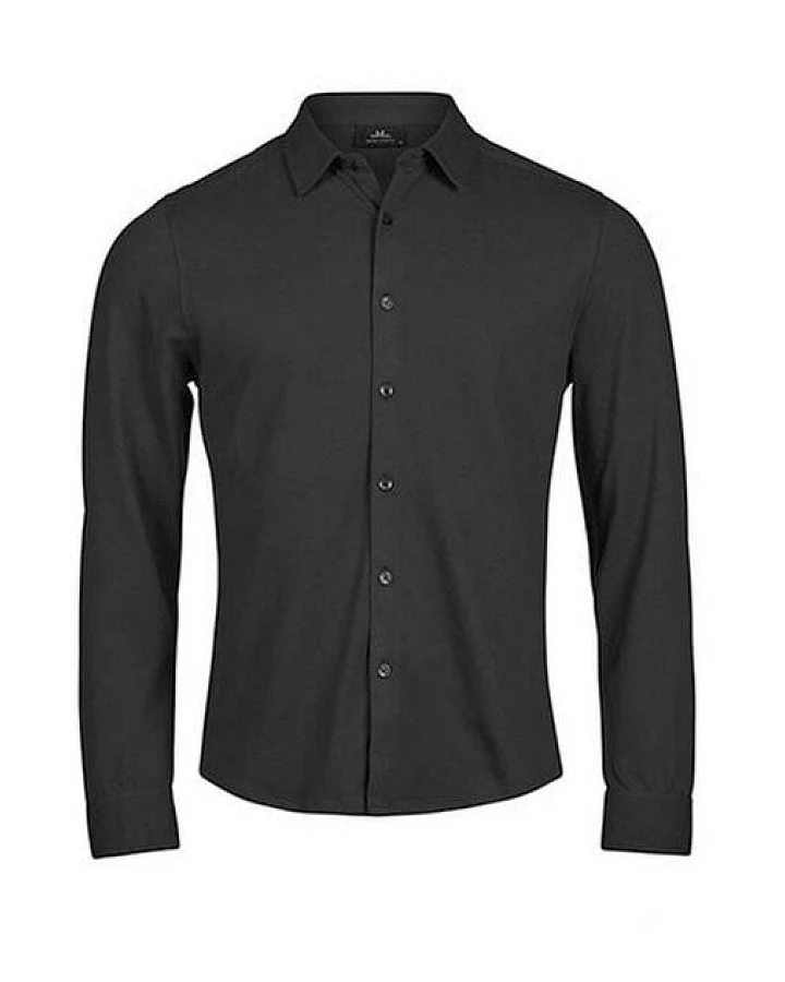TeeJays Herren Men Stretch Hemd Langarm Pique Stoff