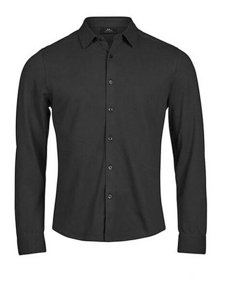 TeeJays Herren Men Stretch Hemd Langarm Pique Stoff