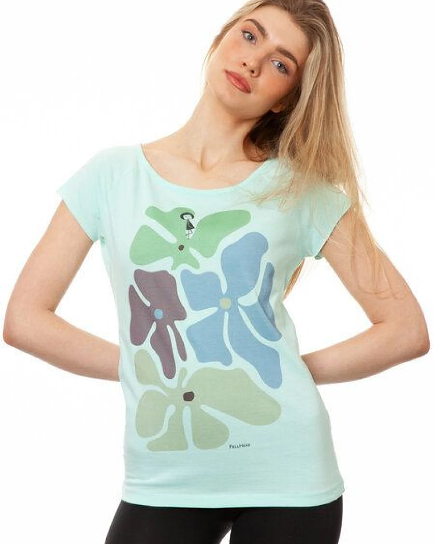FellHerz Damen T-Shirt Flower Girl moonlight jade bio & fair & vegan – Ansicht 2
